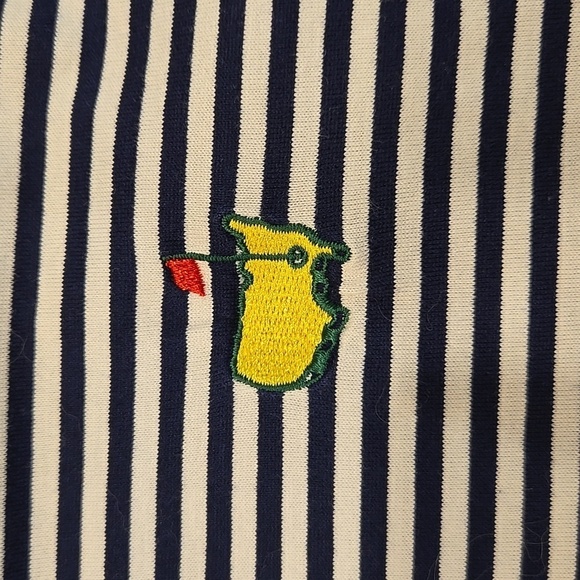 MASTERS COLLECTION MEN'S BLUE AND WHITE STRIPED GOLF POLO SHIRT. SIZE LARGE. - Picture 4 of 9